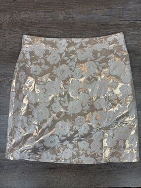 J.Crew Metallic Floral Jacquard Mini Skirt Champagne Gold Size 0 NWT